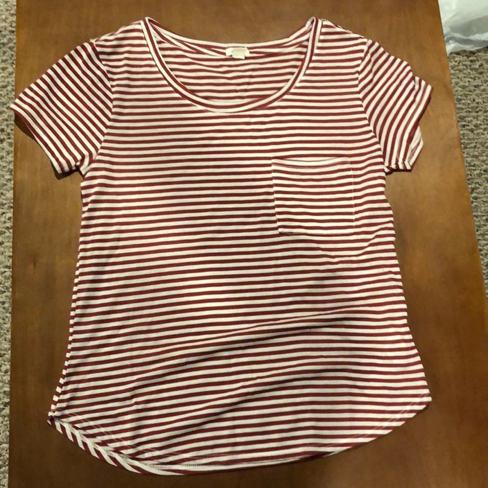 Red and White Stripe Pocket tee